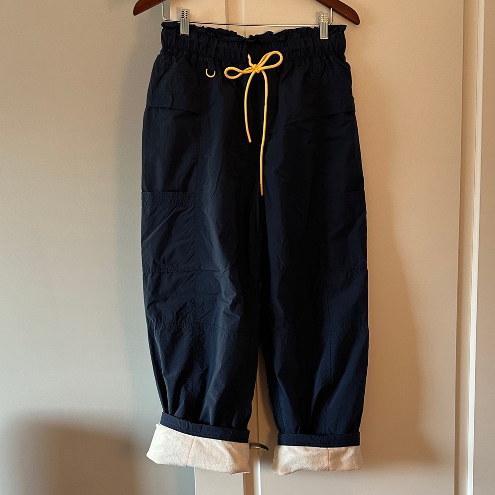 FP Movement by Free People Navy Pants with Yellow Drawstring